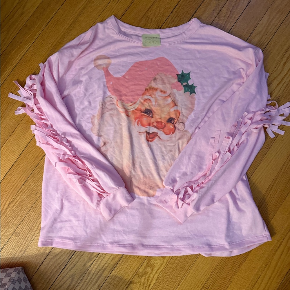 Judith March pink Santa Fringe Top